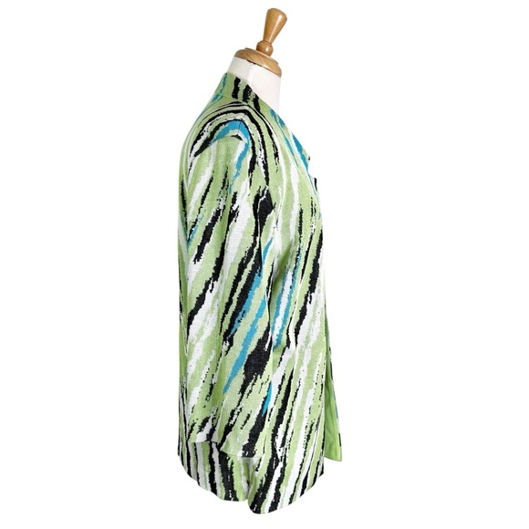 Ming Wang Knit Blazer Blue Green Black White Size XL - Picture 6 of 12